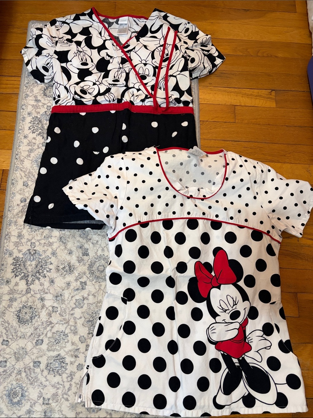 Disney Polka Dot Minnie Mouse Kids Pajama Tops in Black White and Red